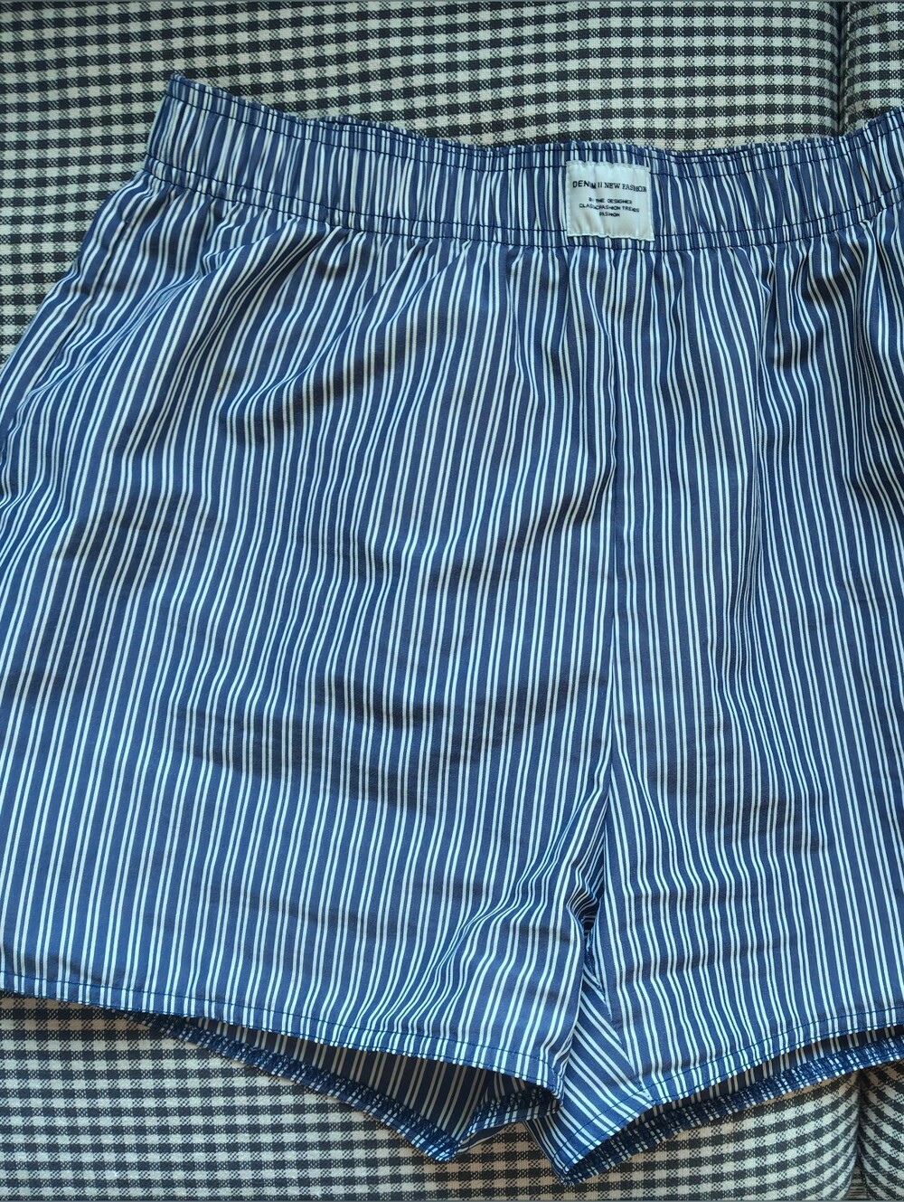 Women’s Blue Striped Athletic Shorts with Elastic Waist
